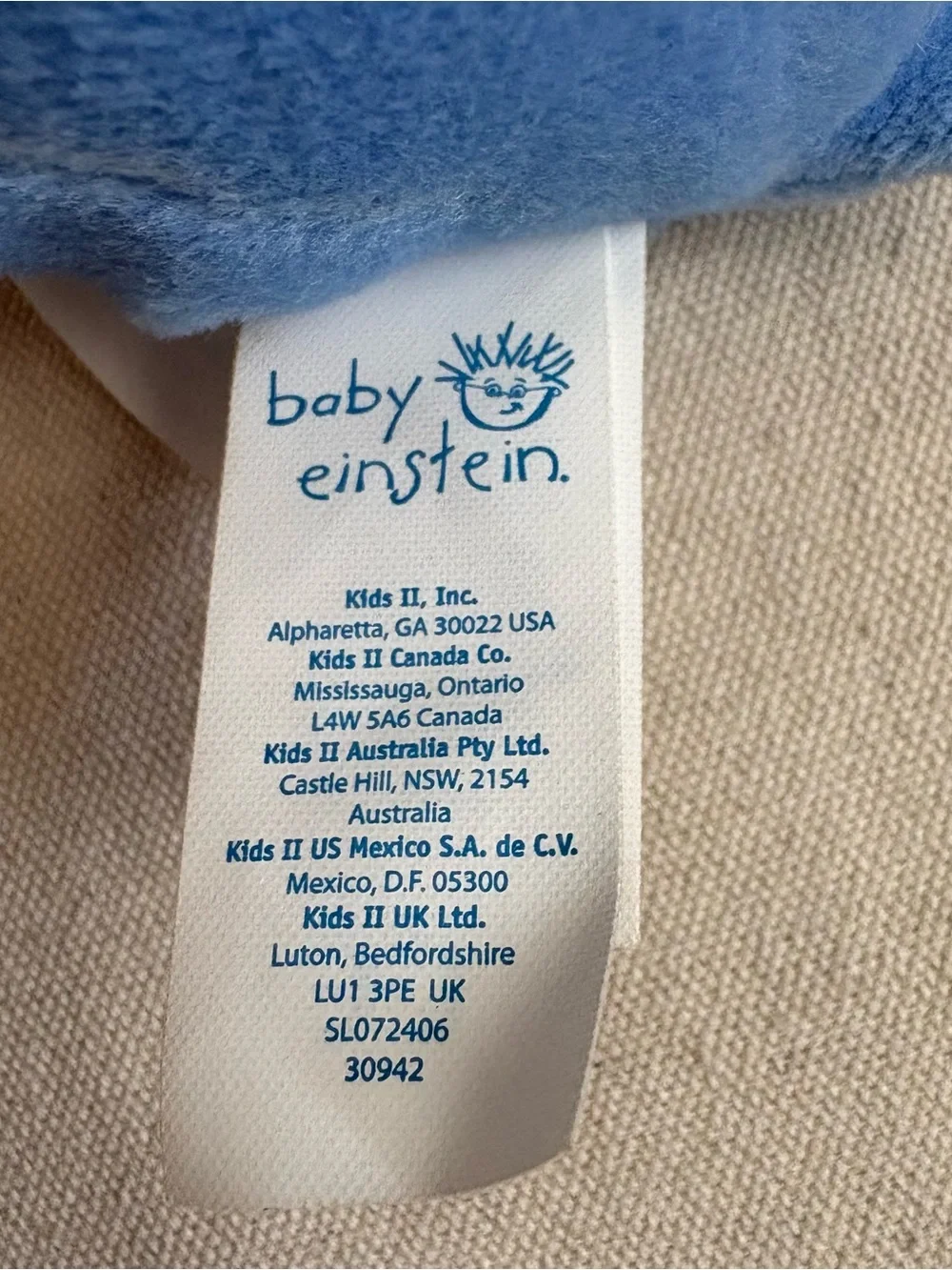Baby Einstein Musical Duck Plush Baby Toy Blue/Green/Orange WORKS